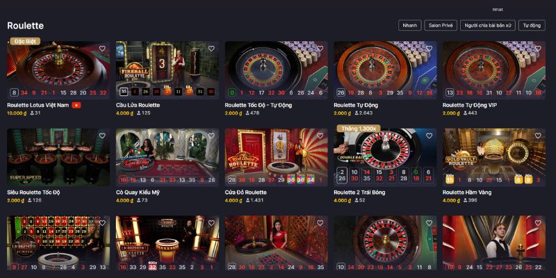 Đa dạng các phiên bản Roulette để trải nghiệm